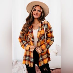 Altar’d State Hooded Flannel Plaid Shacket